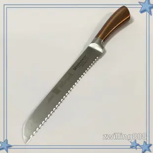 88-德國Zwilling/雙人牌不鏽鋼加厚加重款土豪金鋒利鋸齒麵包刀凍肉刀 刀具