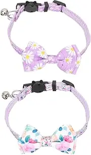Mipcase 2pcs Pet Collar Small Dog Collars Bow- Tie Cat Collar Training Collars Cat Bow Tie Puppy Collar with Bell Kitten Collars Female Dog Collars Plastic Adjustable Decorations