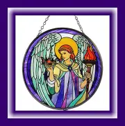 ARCHANGEL SUNCATCHER, 6 Inch Stained Glass SUNCATCHER, GUARDIAN ANGEL Suncatcher