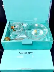 Snoopy Clear Glass Tea Cup Set Unused – Peanuts Tea Set Charlie Brown Japan