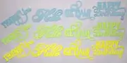 Hello Get Well Word Die Cuts Thank you Happy Birthday Lime Blue Yellow Handmade