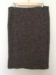 Ann Taylor Skirt Sz L Metallic Cotton Blend Burgundy Black White Twill Pull On