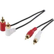 Pro.2 LA3041 Right Angle 2x RCA Plug to 2x RCA Plug Stereo Lead 2m