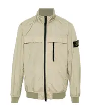 Stone Island Logo Patch Zip-Up Jacket sand-colored