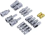 18 Pieces Air Hose Quick Connect Air Compressor Connector Coupler Pneumatic Quick Fittings Set