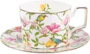 9 Ounces Teacup and Saucers Set Vintage Floral Tea Cups Set Bone China TeaCups C