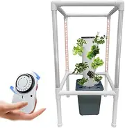 Hydroponics Tower Growing Kits, 25/30 Pods Garden Hydroponics System with LED Grow Light and Timer, Aeroponics Growing Kit for Herbs, Fruits and Vegetables with Hydrating Pump, Adapter (Size : 25 Pod