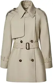 [PTBNRDC] Women's Short Trench Coat Loose Double Breasted Trench Coat Jacket with Belt