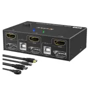 Dual 4K DP/ KVM Switch Dual-Monitors Compatible Switch Box Support 60Hz N0Q7