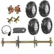 32" Go Kart Cart Rear Axle Complete Kit+7" Wheels+Front Steering Spindle Hub