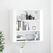 High Gloss White Wall Cabinet 80x33x80 cm, Engineered Wood, Storage Cabinet with 3 Shelves, Wall-Mounted Design for Versatile Home Use