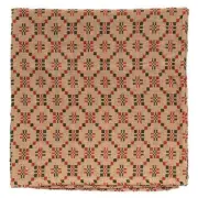 TABLE TOPPER Country SNOWFALL 34" Sq Red Green Tan Christmas Winter Tablecloth