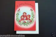 Unused Erica Von Kager Brownie Xmas Greeting Card Girls & Birds Singing