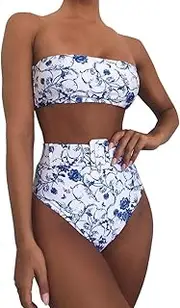 [Generic] Plus Size Swimwear for Women Sunflower Sexy Women Solid Buckle Bikini Push-Up Padded High Waist Swimwear Swimsuit Set Racing Swimsuit Women Plus