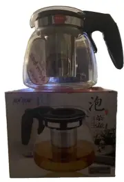 BRAND NEW BX Glass Teapot Loose Tea Stainless Infuser Non Drip Spout 30.4 Oz