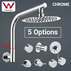 Chrome Round 8'' Rain Shower Head With Brass Swivel Gooseneck Wall Arm Mixer Tap