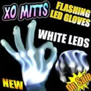 WHITE Electro Skeleton LED Light Up HALLOWEEN Dance Gloves W/WHITE LEDS - FUN~