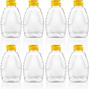 Fireboomoon 8 Pack 16oz Clear Plastic Honey Jar,Empty Squeeze Honey Bottle Container Holder with Flip Lid for Storing and Dispensing