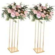 Set of 2 Wedding Centerpieces Geometric High Vases - 31.5" 2 x 31.5 H Gold