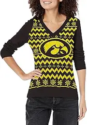 FOCO Women's NCAA College Team Logo Ugly Holiday V-Neck Sweater