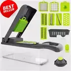 Vegetable Chopper - 16-in-1 Multifunctional Slicer, Container, Black/Green