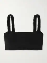 [Calle Del Mar] Calle Del Mar - Ribbed-knit Bandeau Top - Black - medium medium Black