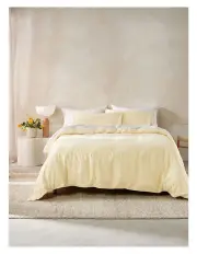 [Linen House] Surf Wash Quilt Cover Set In Butter