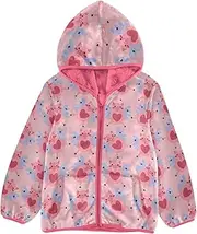 [GuoChe] Girls Sherpa Lined Valentine's Day Cartoon Pigs Pink Hearts Toddler Boy Spring Jacket pink Lightweight Zip Up 3T