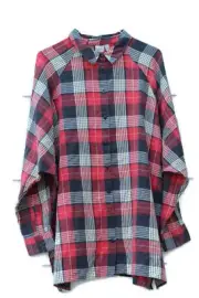 ASOS Red Plaid Women's Casual Tunic Shirt Long Sleeve Front Button Size 14 015