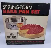 Vintage Cooks Club 3-Pan Springform Bake Pan Set Of 3 Made In Taiwan NOS