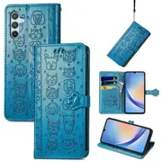 For Samsung Galaxy A34 5G Cat and Dog Embossed Phone Leather Phone Case