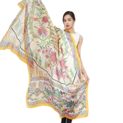 ANYYOU 100% Mulberry Silk Yellow Long Scarf Luxury Brand Women Beach Shawl Wear Swimwear Pashimina Face Shield Foulard