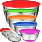 Belwares Mixing Bowls with Lids Set of 5 - Nesting Bowls with Airtight Lids a...