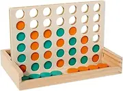 Ronyme Wooden 4 in A Row Game Montessori Sturdy Early Learning Travel Board Game
