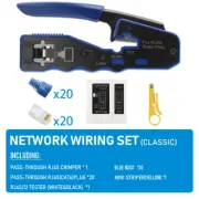 RJ45 Crimp Tool Pass through Crimper Stripper Cutter Cat6 Cat5 8P8C Ethernet