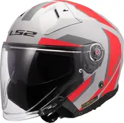 LS2 OF603 Infinity II Focus Jet Helmet, grey-red, Size 2XL for Men Grey Red
