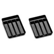 2x Madesmart Mini 5 Compartment Cutlery Tray Home/Kitchen Organiser 32x5cm BLK