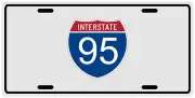 I-95 interstate sign on a License Plate - Miami to Savannah to D.C. to New York
