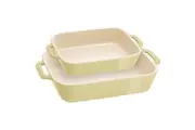 2pc Staub Ceramic Non-Stick Oven Dish Rectangular Baking Dishes Set Green