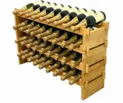 DECOMIL - 36 Bottle Stackable Modular Wine Rack |Wine Storage Rack Solid Bamboo