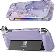 Fintie Flip Case for Nintendo Switch OLED Model - [Screen Safe] Slim Protective Soft TPU Shell with Magnetically Detachable Front Cover & Ergonomic Grip for Switch OLED Model 2021 (Lilac Marble)