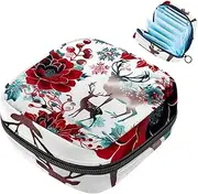 Period Bag,Sanitary Napkin Storage Bag,Deer Bird Flower,Tampon Bag for Purse