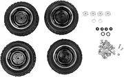 4 Packs Rubber Tire Metal Wheel Rim, Go Kart Tires and Rims, Aluminum Alloy Rims and Rubber Tires, with Screw Accessories, Fit for MN D90 MN-91 FJ-45 RC Car