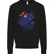 Torn New Zealand Flag Zealander Kiwi Day Kids Sweatshirt Jumper