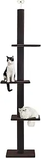 Cat Tree Floor to Ceiling Cat Tower Height 95-108" Adjustable Kitten Tree Tall Climbing Tree with Carpet Scratching Post and Mat Cat Pole for Indoor Cats,Dark Brown