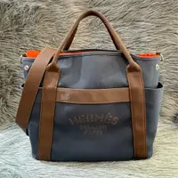 在飛比找PopChill優惠-[二手] HERMES GROOM TOTE 海軍藍色 橘色