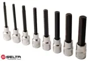 Selta Taiwan 1/2" Dr Stubby 110mmL 8pc Cr-V Hex Allen Socket Bit Set:H5-H19