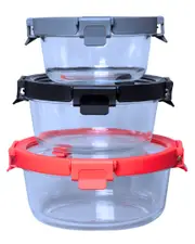 Genicook 6pc Round Glass Container with Lid & Vent Set
