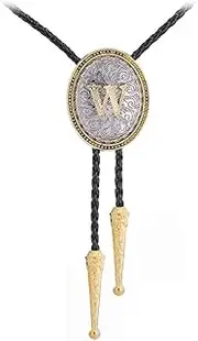 [Generic] Western Ties for Men Gold Bolo Tie Initial LetterW Native American Bola Ties Cowboy Accessories for Men Women