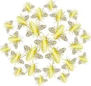 RORPOIR Elegant Bee Cutouts 24pcs 3D Bee Wall Decals for Bedroom Living Room DIY Decor Removable Wall Art